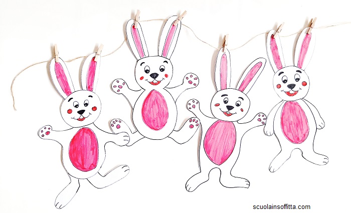Addobbi Pasqua conigli da colorare