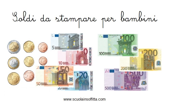 soldi da stampare per bambini